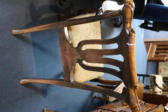 A George II red walnut elbow chair,